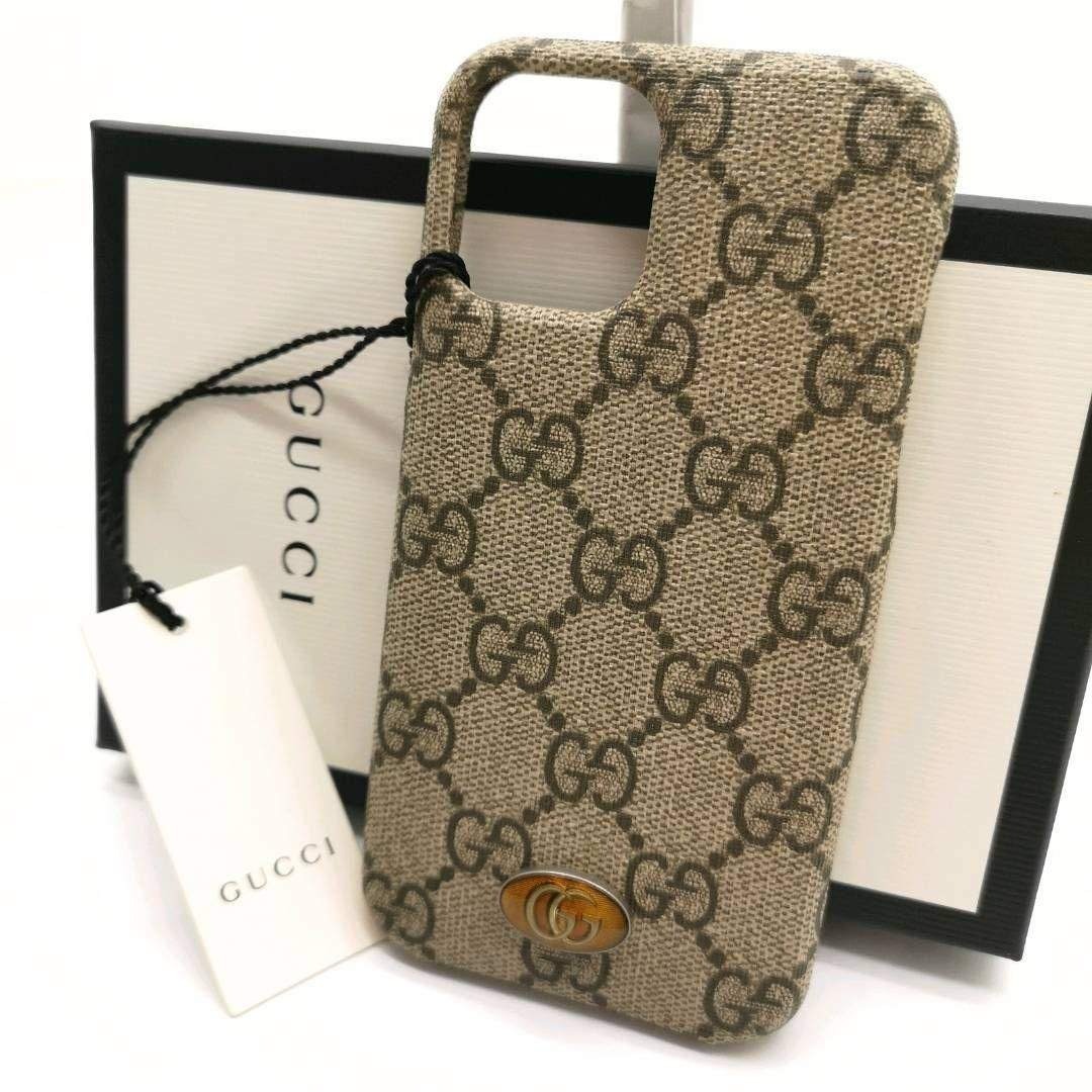 GUCCI - 未使用 タグ 箱付 グッチ GG柄 iPhone11Pro スマホ ケース 茶