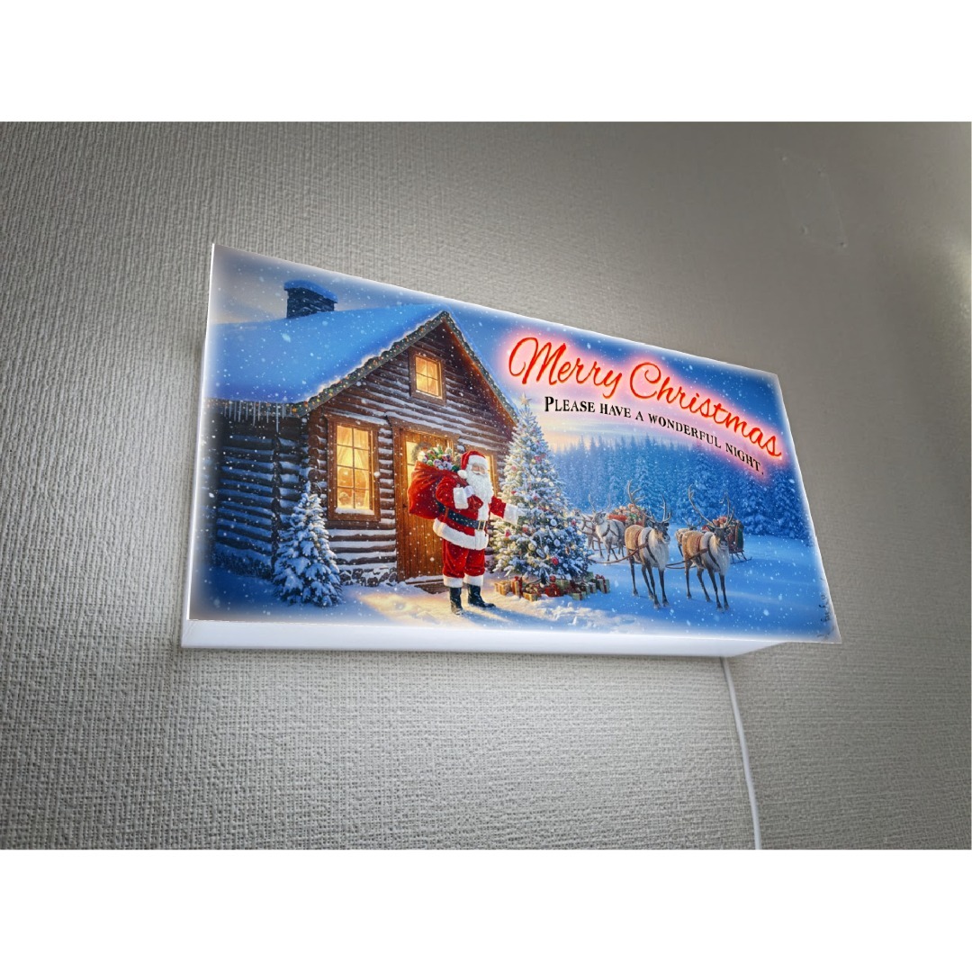 メリークリスマス サンタクロース プレゼント 看板 置物 雑貨 ライト