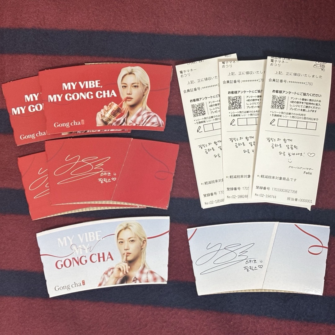 Stray Kids - ゴンチャ フィリックス スリーブ6枚+メッセージ入り