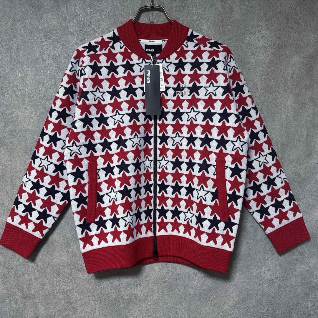 PING - 【新品】 PING ピン 総柄 星 ウール混 ニット ジャケット