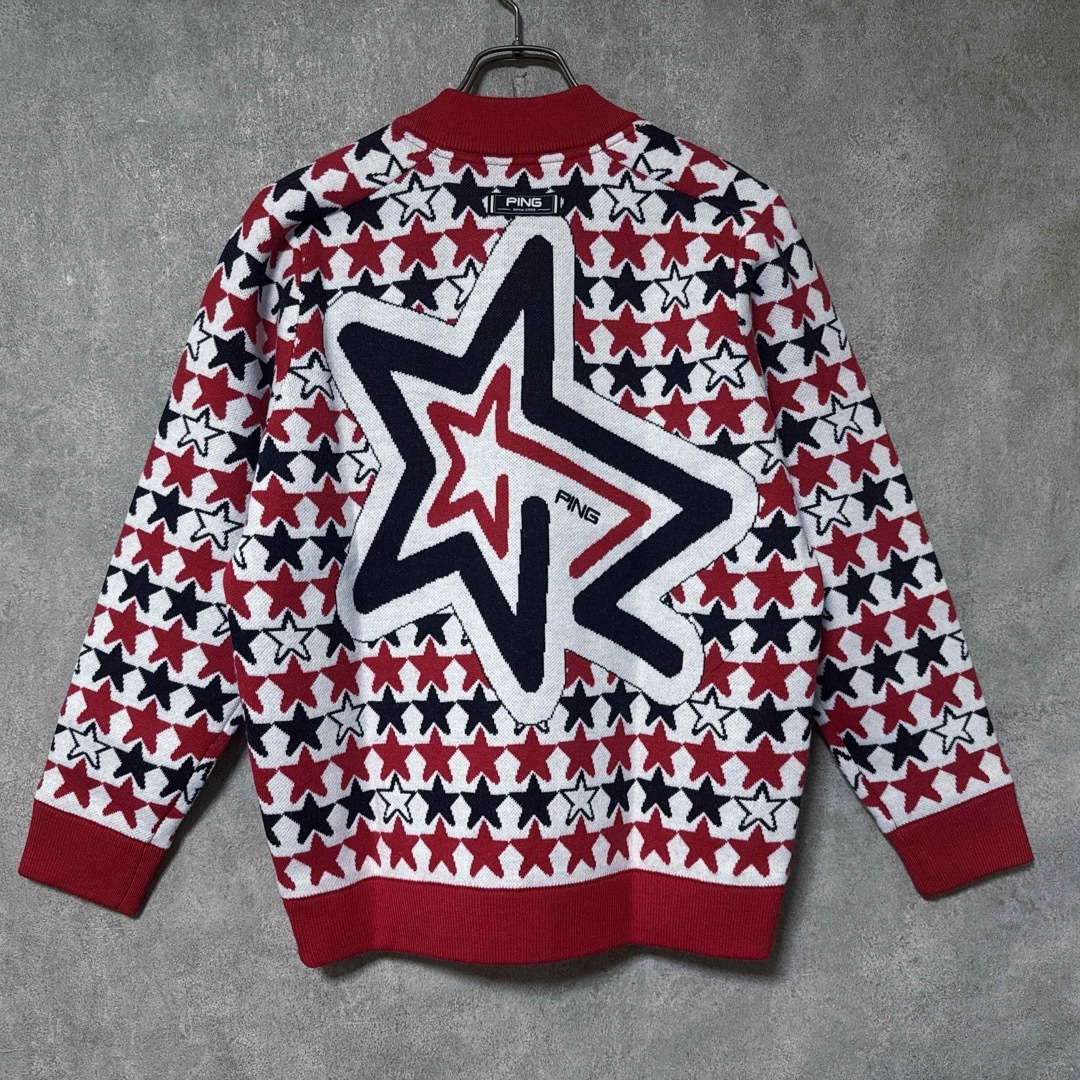 PING - 【新品】 PING ピン 総柄 星 ウール混 ニット ジャケット