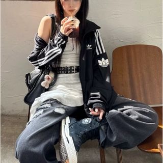adidas - 90s 古着 adidas トラックジャケット ジャージ 緑黄色 小松菜
