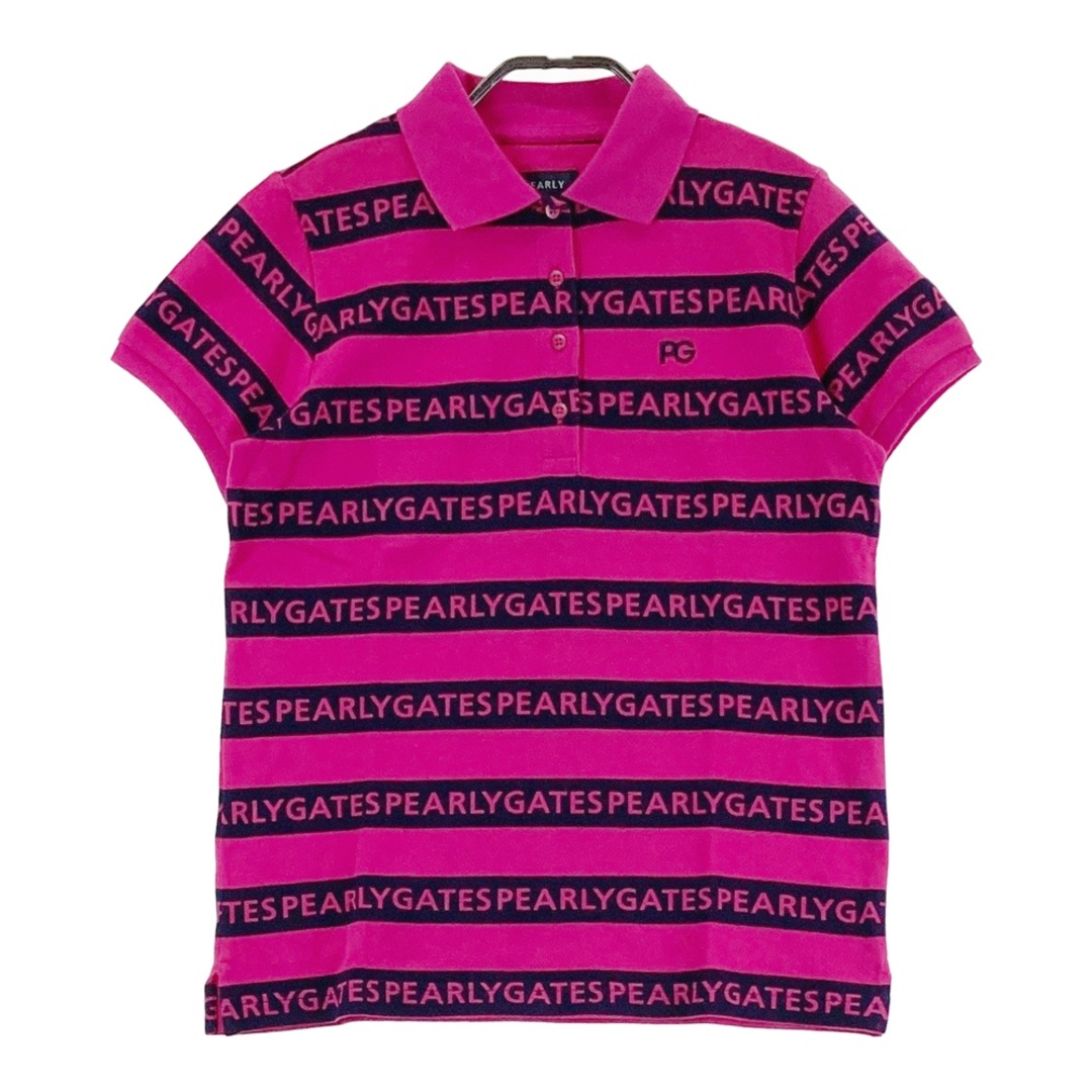サイズ：0 PEARLY GATES パーリーゲイツ 半袖ポロシャツ ロゴ ボーダー