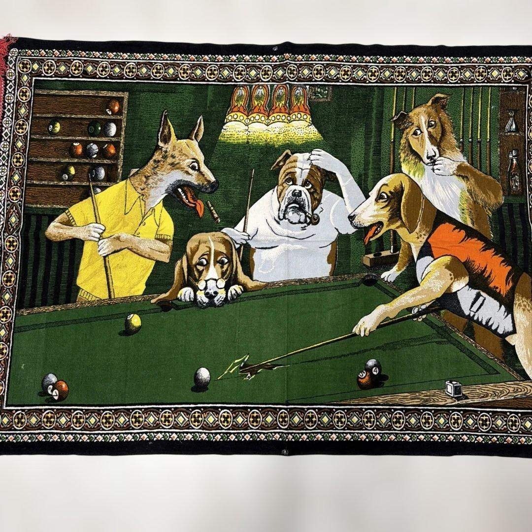 VINTAGE - ビリヤードをする犬 壁掛け タペストリー 94x143の通販 by