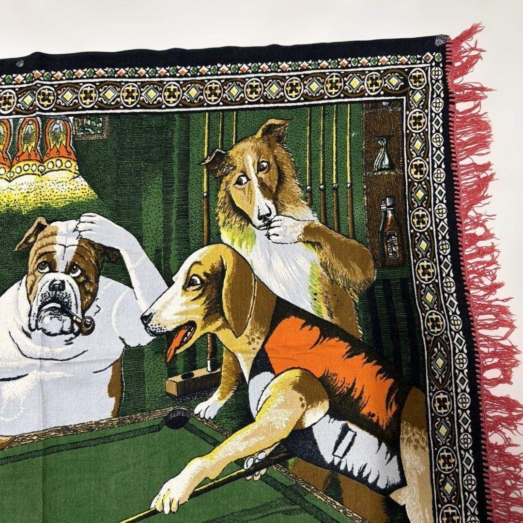 VINTAGE - ビリヤードをする犬 壁掛け タペストリー 94x143の通販 by