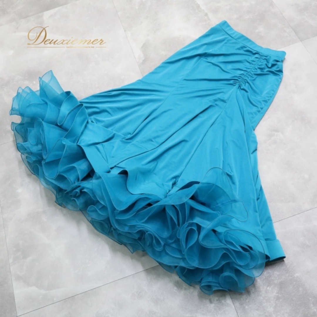 社交ダンス 衣装 スカート ブルー系 チャコットロイヤルダンス Chacott