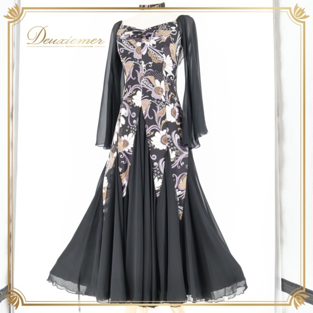 社交ダンス 衣装 スタンダードドレス ワンピース ドレス ブラック系