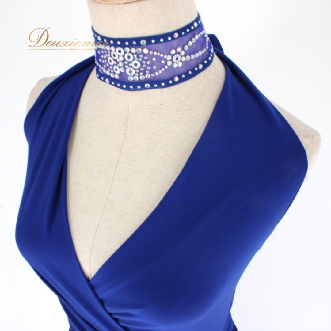 社交ダンス 衣装 ラテン ドレス ワンピース パーティドレス 青