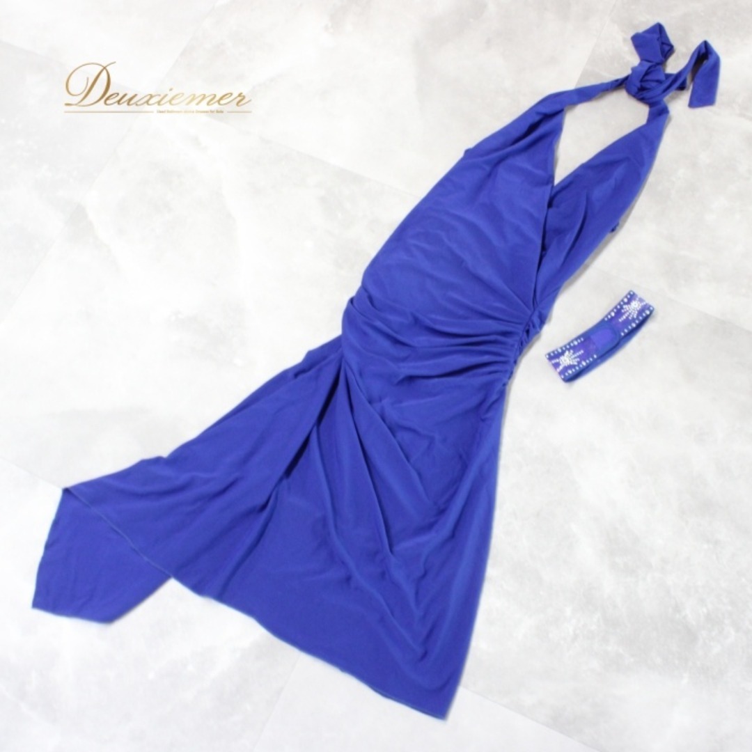 社交ダンス 衣装 ラテン ドレス ワンピース パーティドレス 青