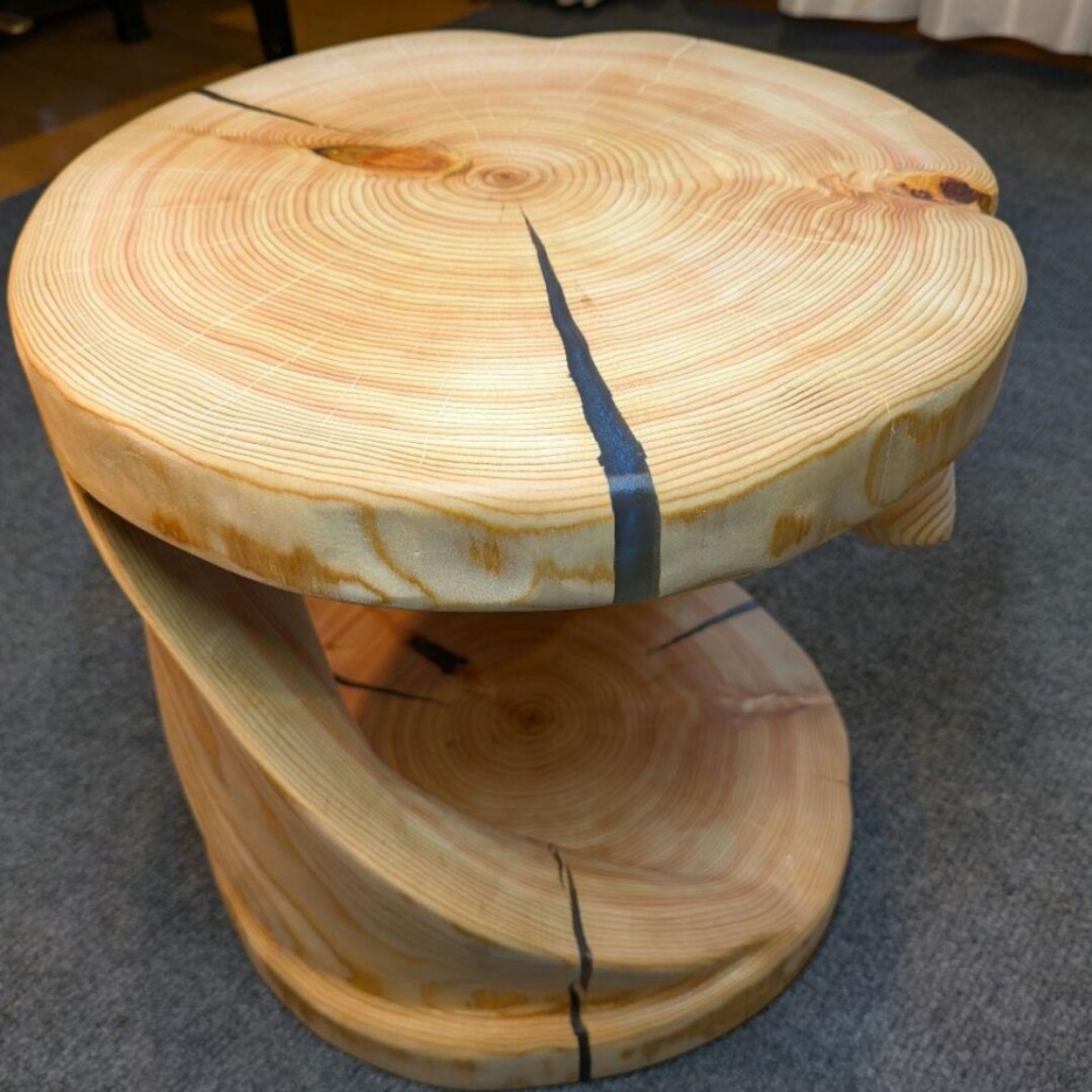 檜 切り株 丸太 椅子 スツール くり抜き レジン 高さ約32.5cmの通販 by