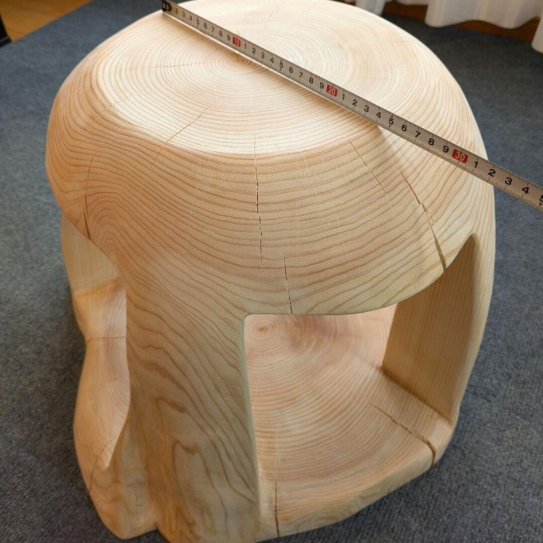 檜 大型 くり抜き 切り株 丸太 椅子 スツール 高さ約38.5㎝の通販 by
