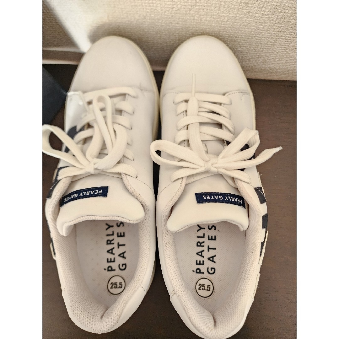 ☆美品☆】PEARLY GATES サイドロゴ スニーカー 白 25.5㎝