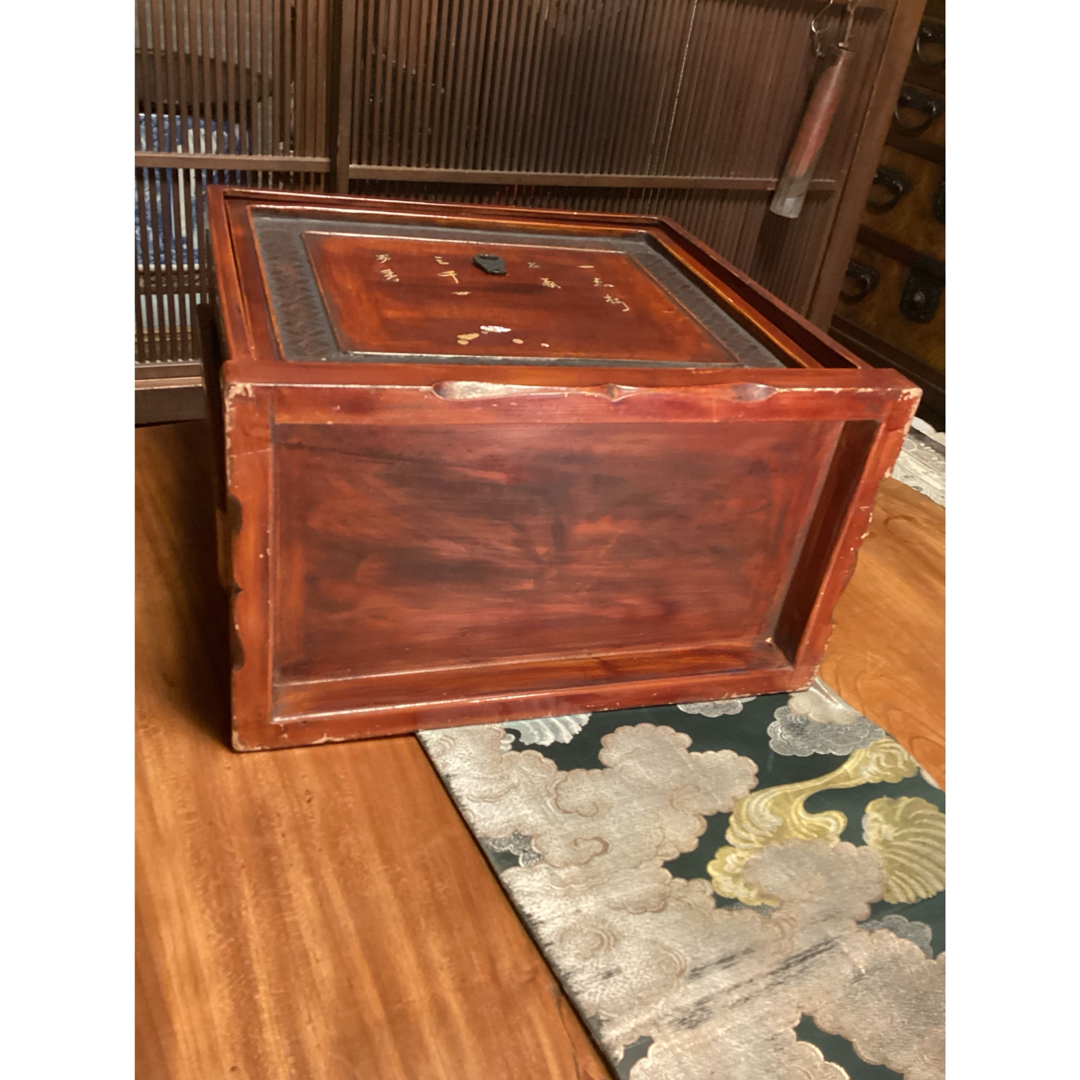 煎茶道具 唐物 木製漆 器局 茶箪笥 螺鈿 山水、梅に山茶花蒔絵の