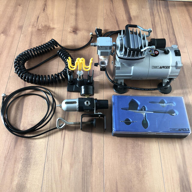 エアテックス エアブラシセット コンプレッサー APC-001 ハンドピース