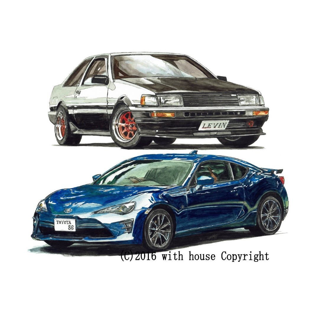 トヨタ - NC-398 レビンAE86/86限定版画 直筆サイン額装済○作家平右ヱ