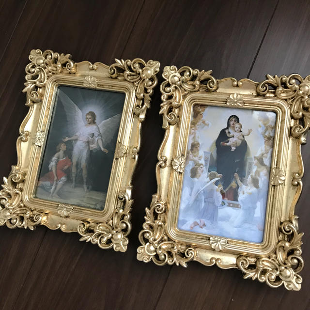 アンティーク調フレーム 額縁 ロココ調 マリア様 絵画 2個セット ZARA