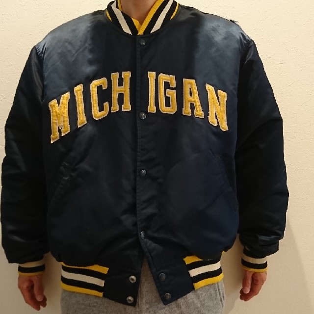 STARTER ミシガン大学 アメフト カレッジ サテンスタジャン MICHIGの