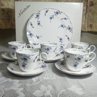 Noritake - 廃盤 ノリタケ サロンセット カップ ソーサー 5客 大皿1枚