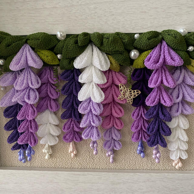 ちりめんつまみ細工フレーム(藤)の通販 by yo-yo's shop｜ラクマ