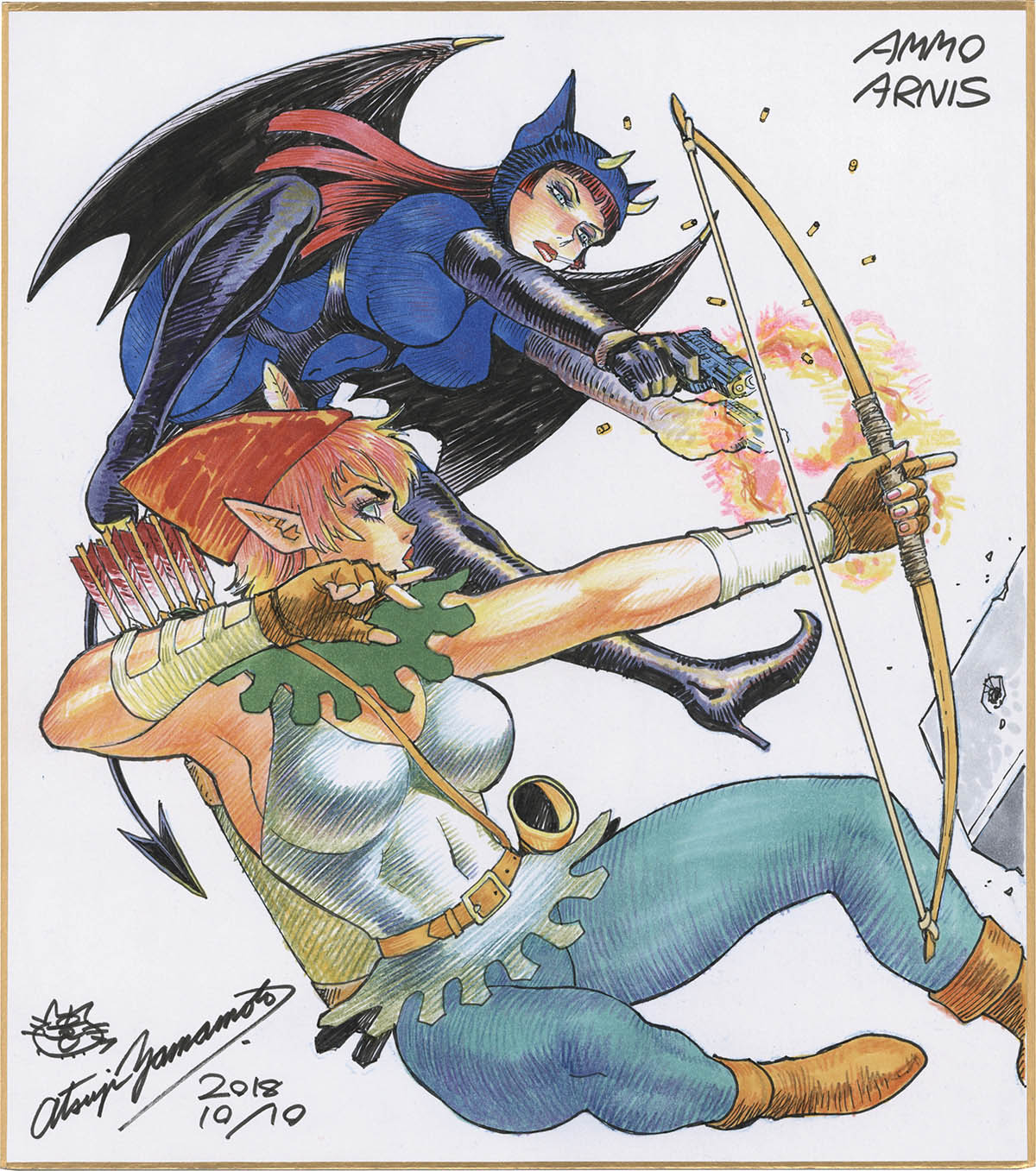 4062] 山本貴嗣 直筆カラー色紙「弾アモウ」