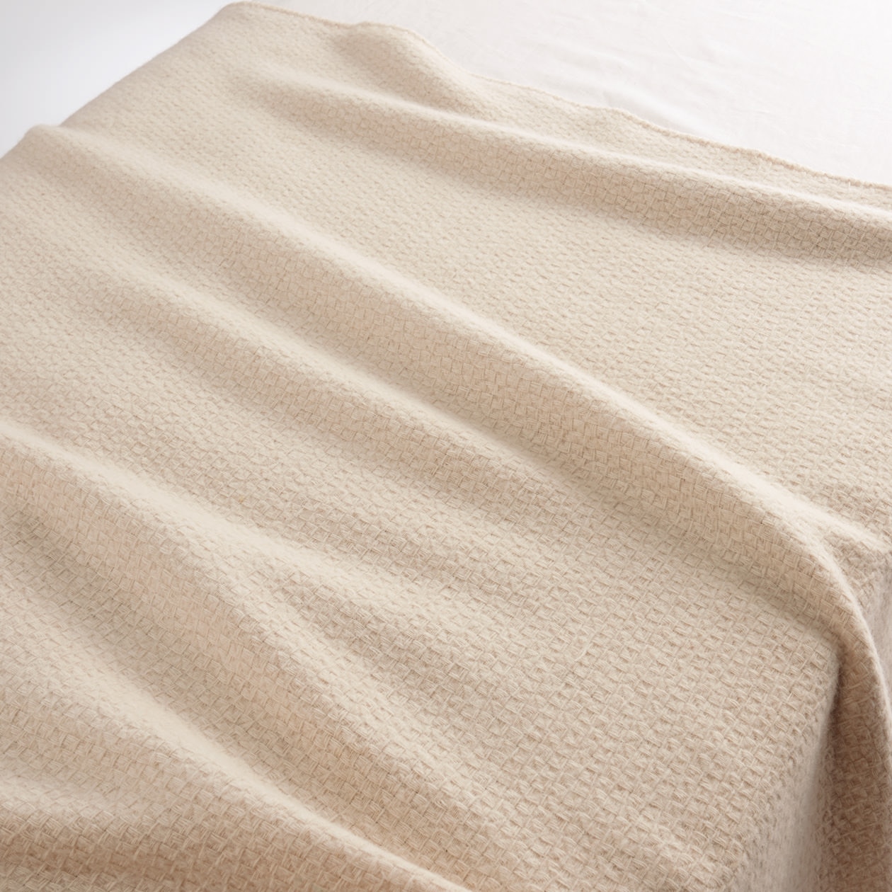 無印良品 アルパカ入りウール原毛色バスケット織毛布・S／生成 - 通販