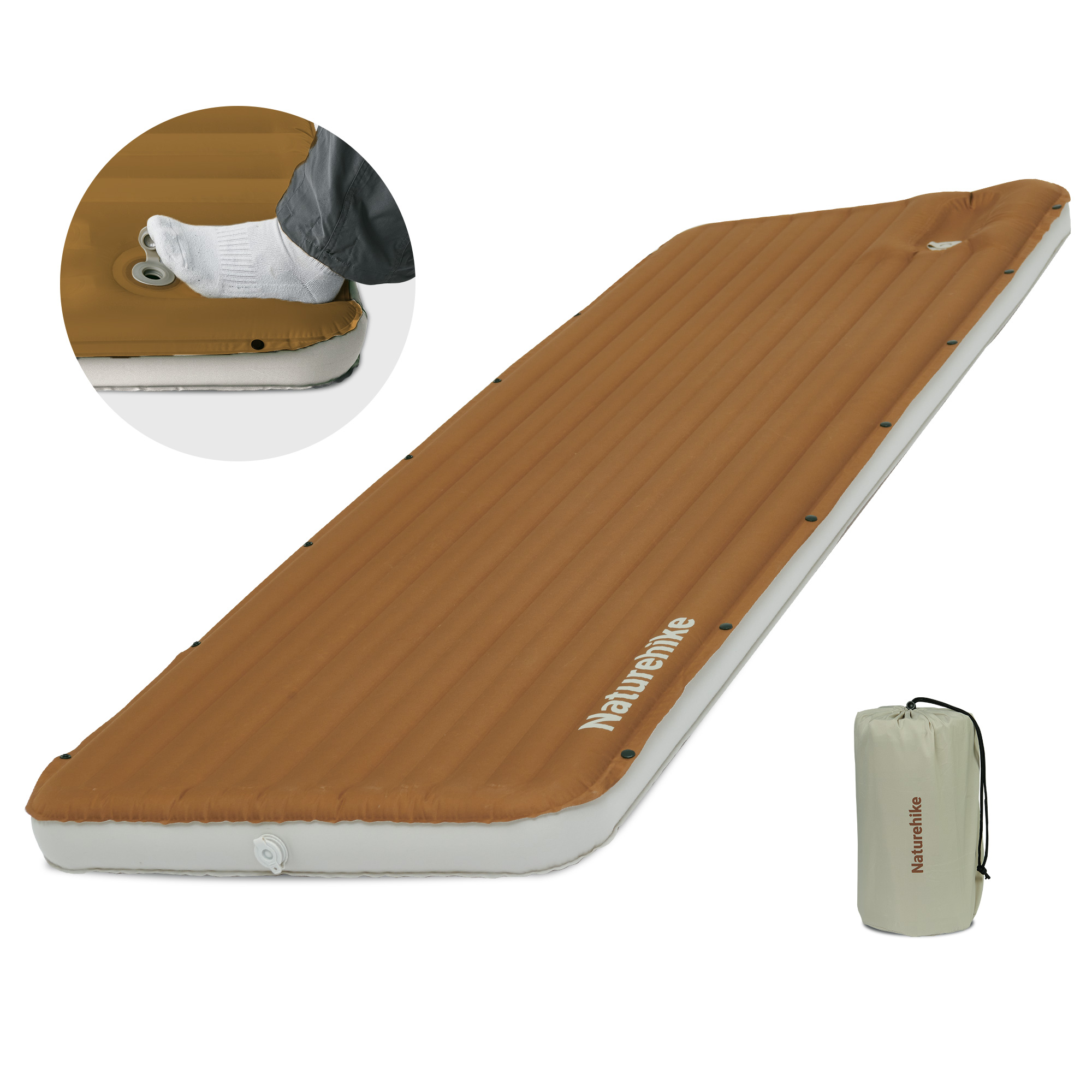 Naturehike Libamboo エアーマット キャンプマット 足踏み式 エア