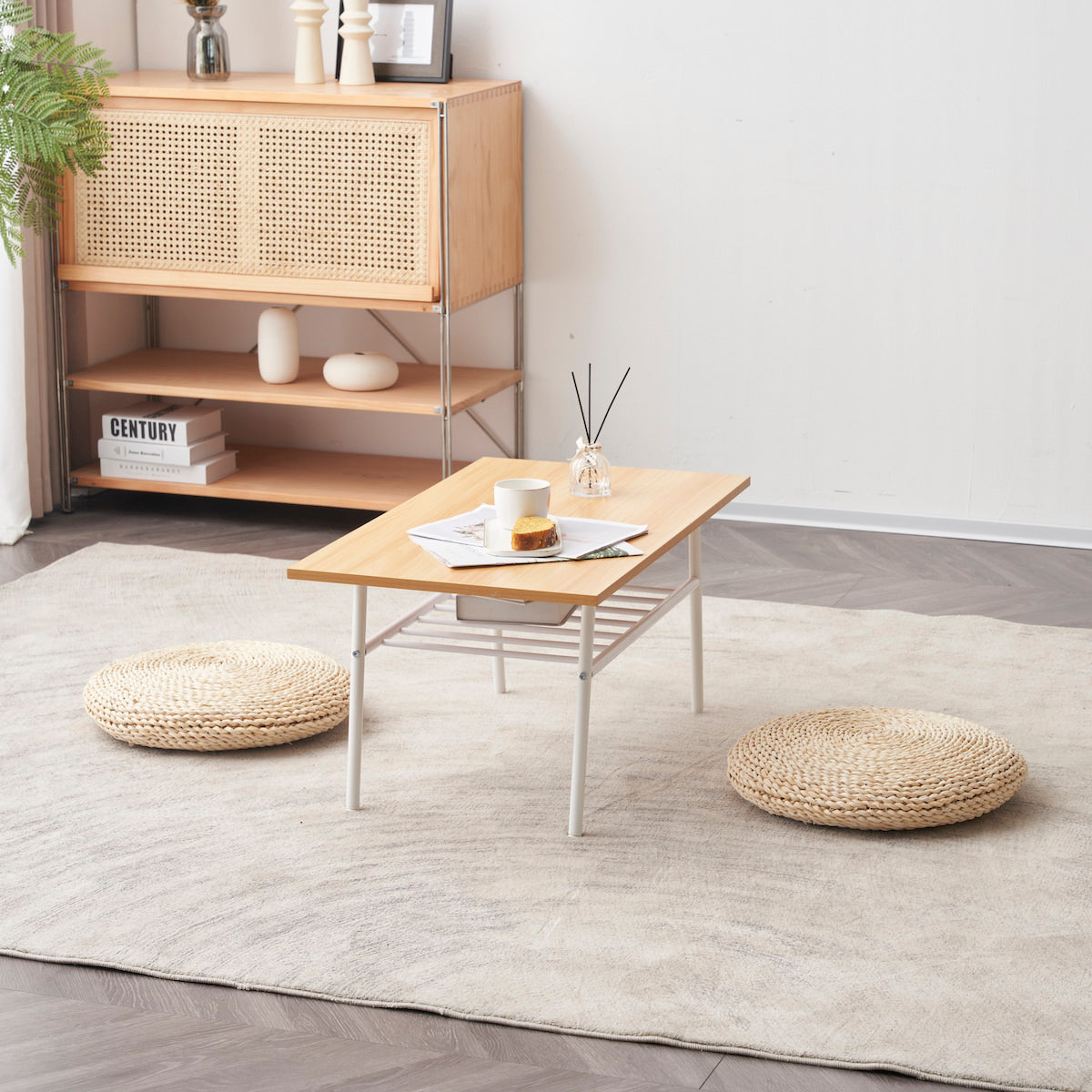 ナチュラル風ウッドローテーブル | 組み立て不要で届いた瞬間から使い