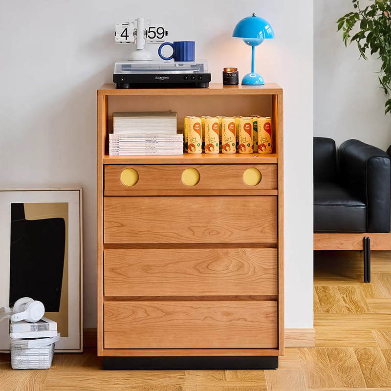 Woody Prime Cherry レトロデザイン5段キャビネット | レトロ感漂う