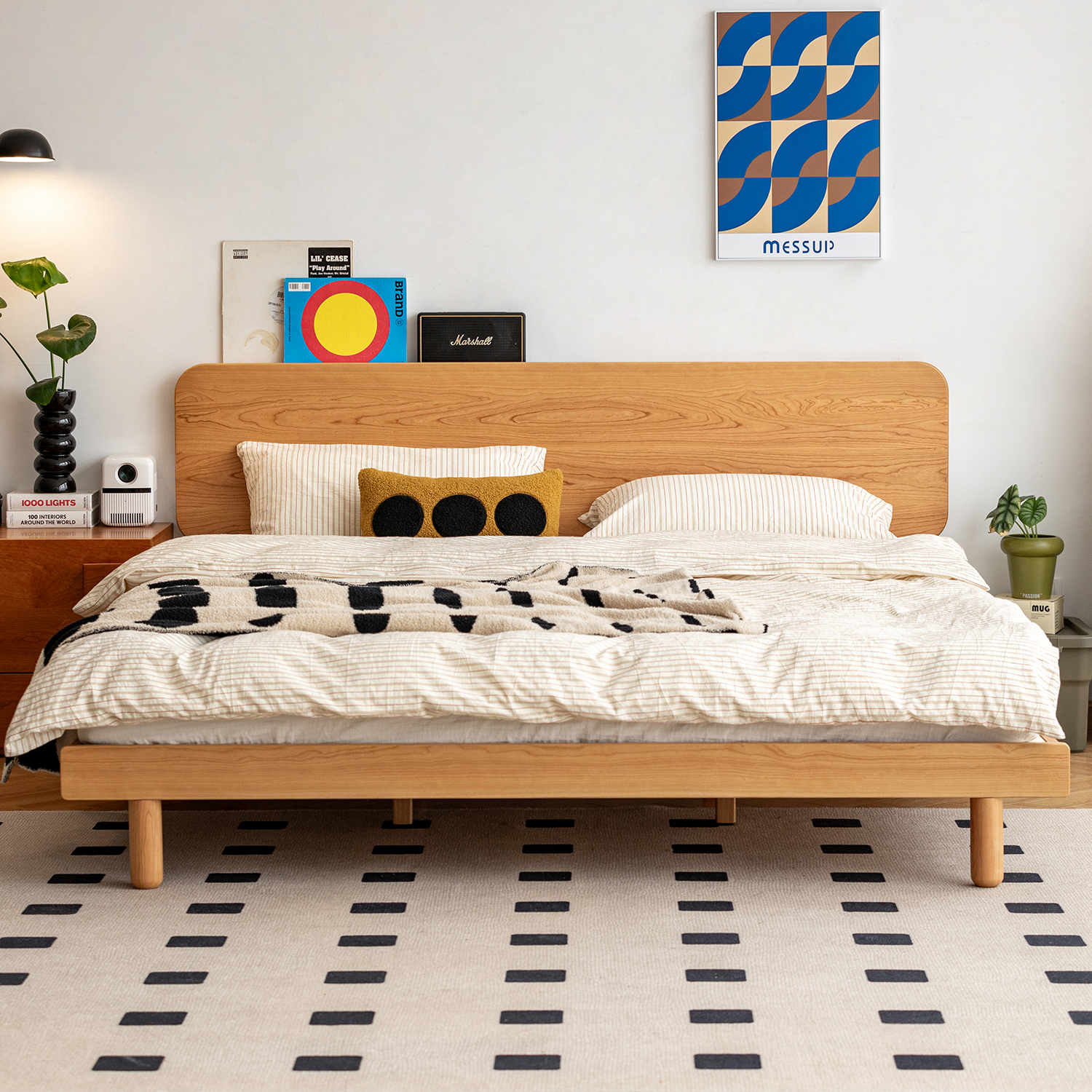 Woody Prime Cherry シンプルモダンベッド | 高級感と機能性をバランス