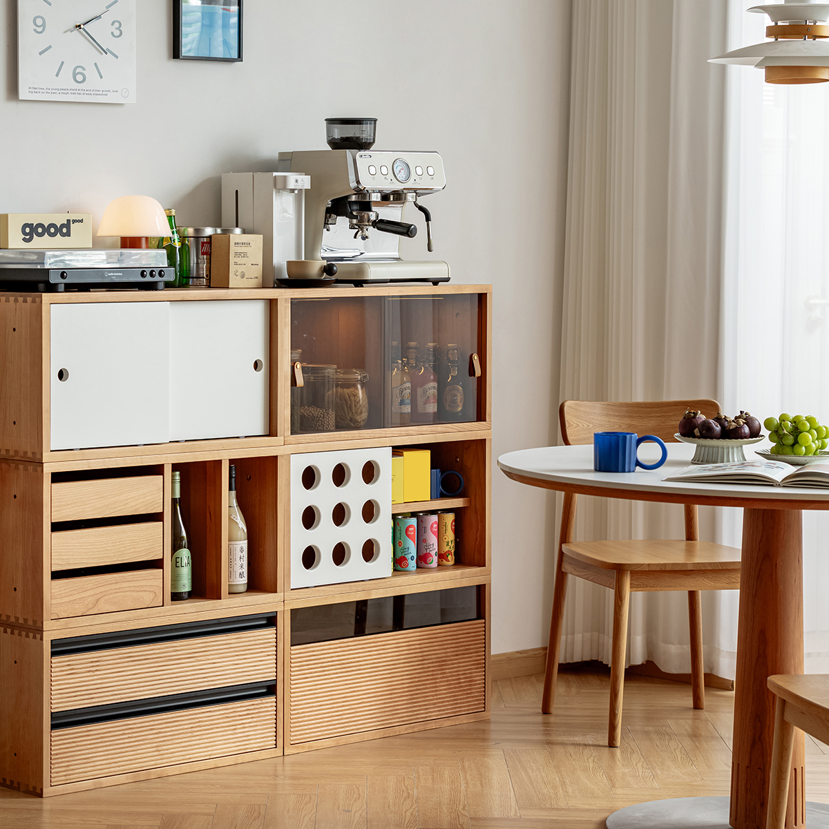 Woody Prime Cherry 組み合わせ木製収納ボックス | 北欧風デザインの多