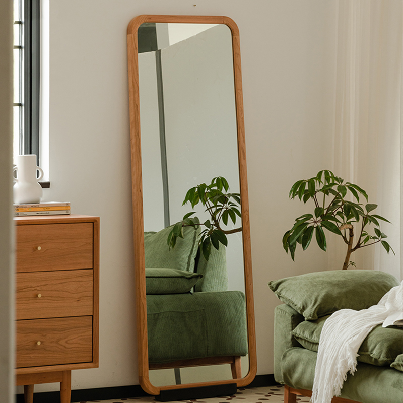 Woody Prime Cherry スタンドミラー | 北欧風の柔らかなデザインで空間