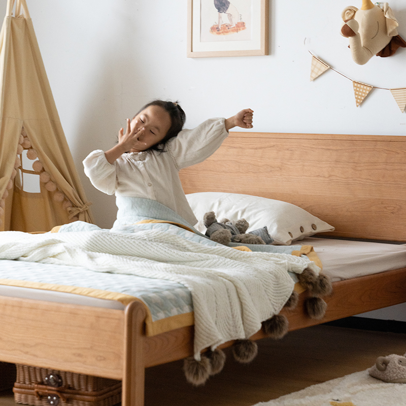 Woody Prime Cherry キッズ用木製シンプルベッド | 安全性とデザイン性