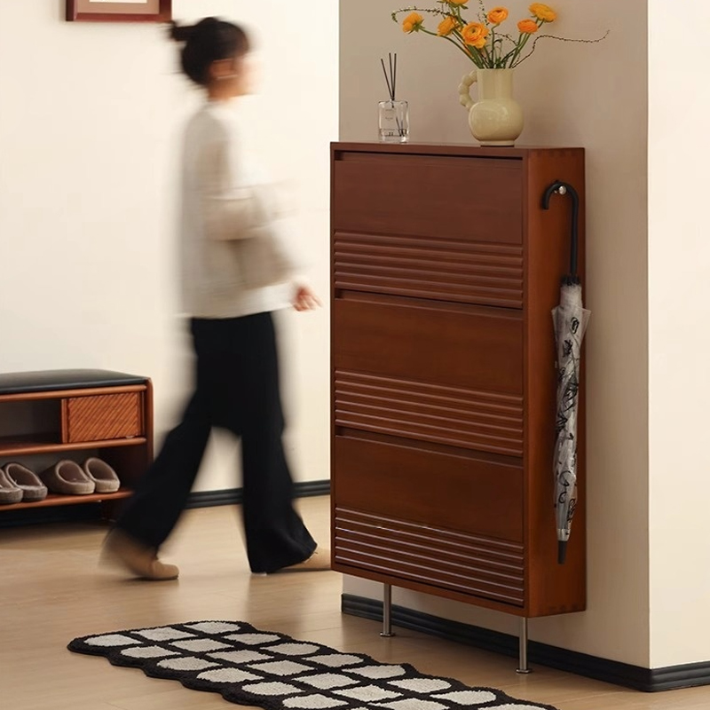 ツゲ材 超スリム玄関キャビネット | 狭い空間を活かす省スペース収納