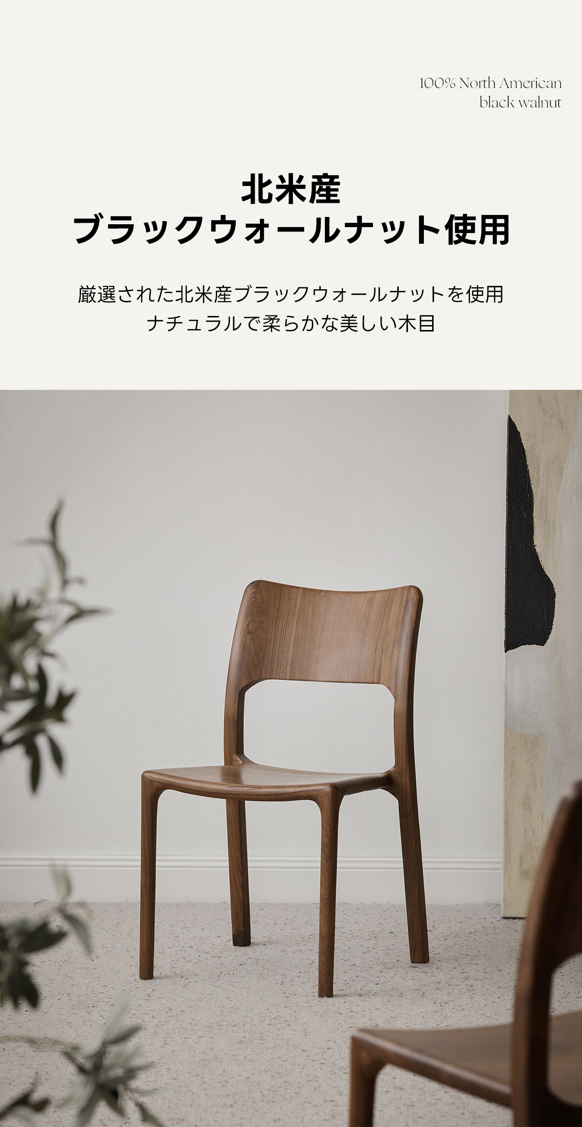 Woody Prime Walnut ウォールナット材 北欧風木製チェア | 天然