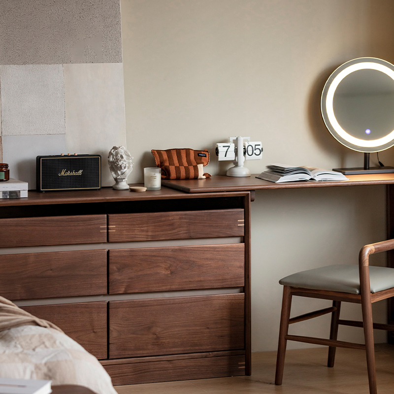 Woody Prime Walnut ウォールナット材 チェスト付き伸長式ドレッサー