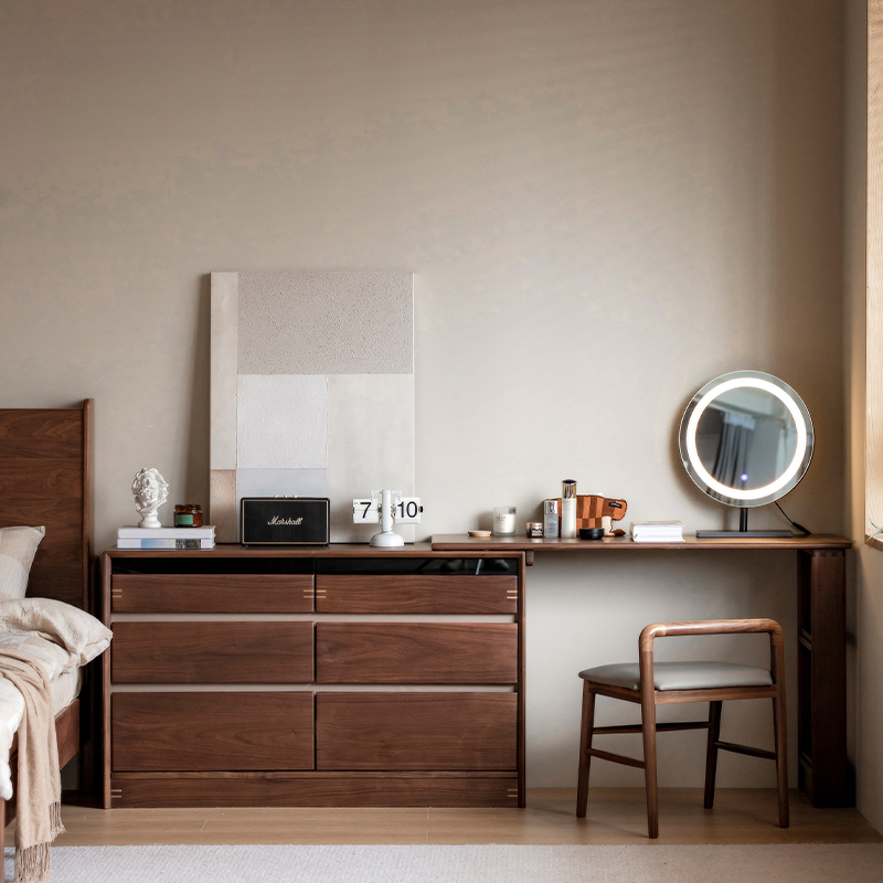 Woody Prime Walnut ウォールナット材 チェスト付き伸長式ドレッサー
