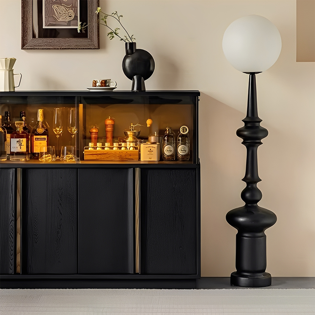 Woody Aura天然木ツートンカラーサイドボード | 高級感と収納力を