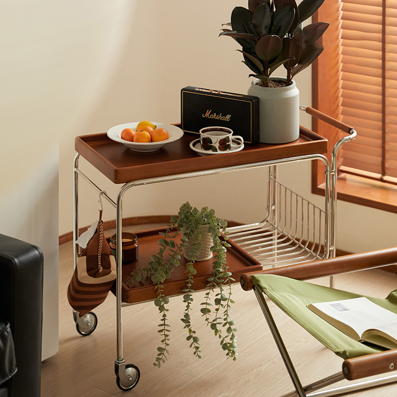 Woody Prime Boxツゲ材 キャスター付き木製サイドワゴン | 高級感と