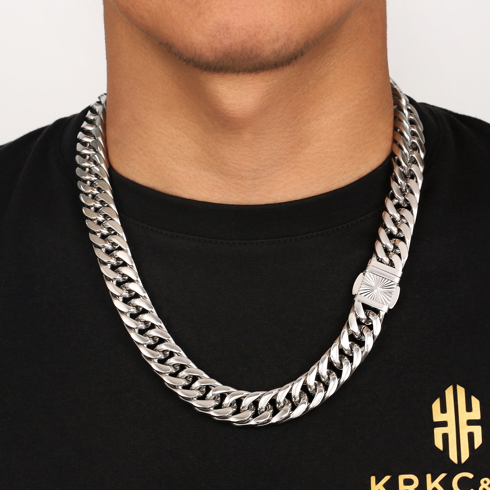 4面 ダブル 喜平 ネックレス 14mm マイアミ キューバン HIPHOP ヒップ