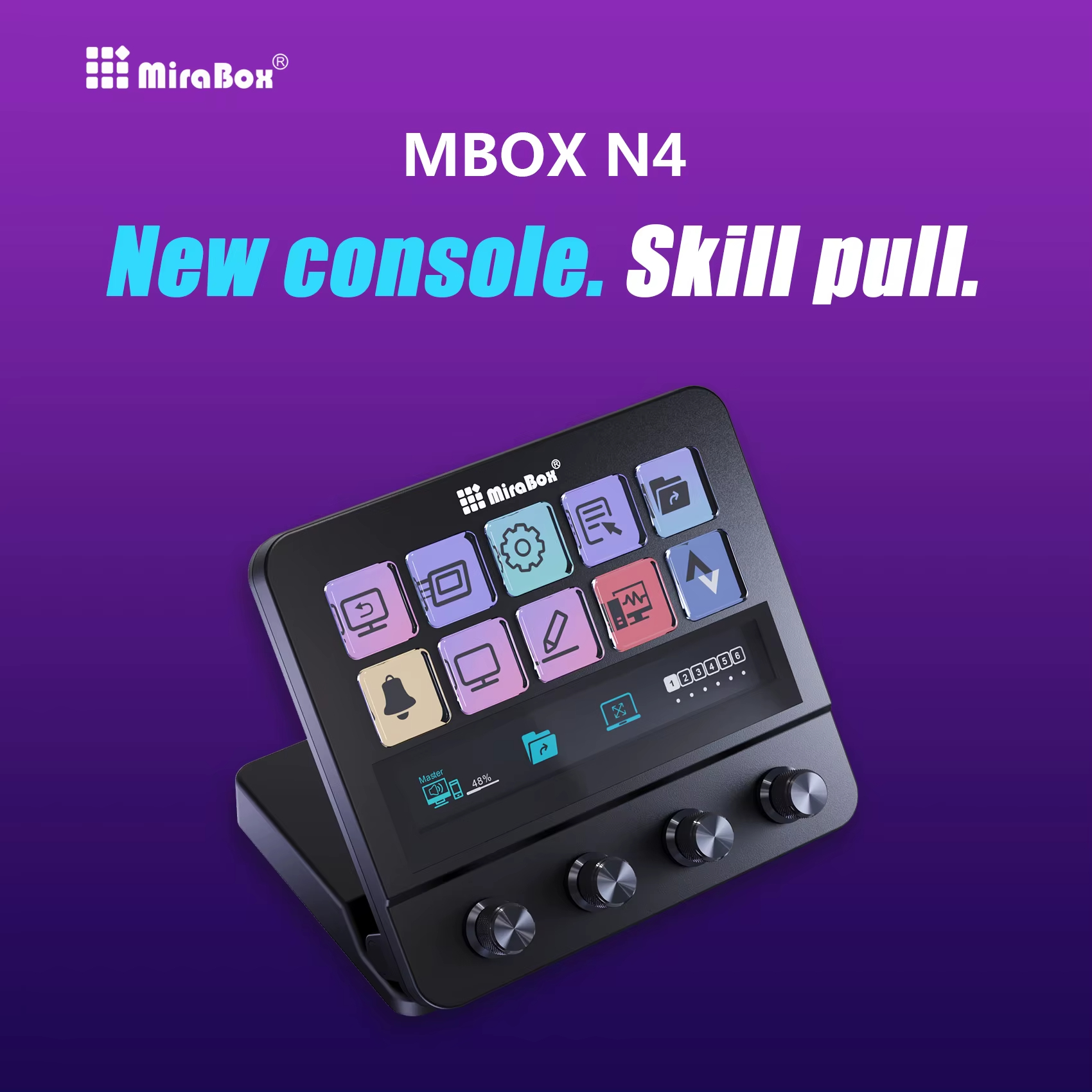 MiraBox MBox N4 ストリームデッキ 10個のLCDボタンと4つのロータリー