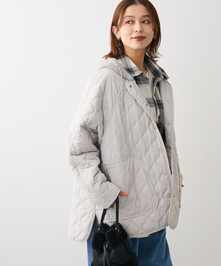 2WAYニットフードキルティングブルゾン/Green Parks（グリーン