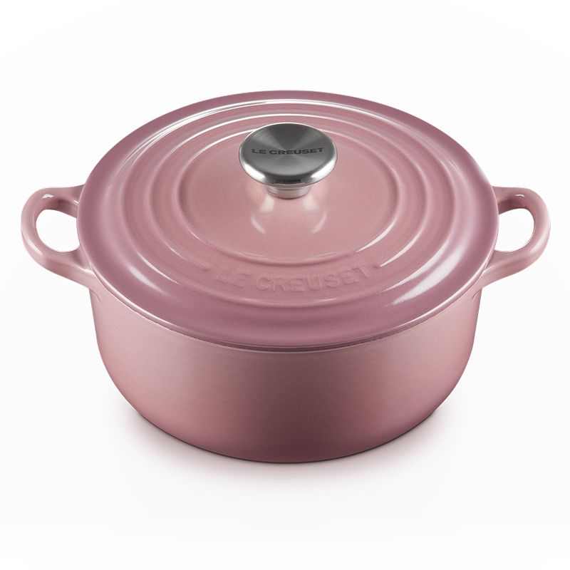 LE CREUSET -琺瑯鑄鐵鍋圓鍋20cm (錦葵紫- 鋼頭+-內鍋白) - PChome 24h購物