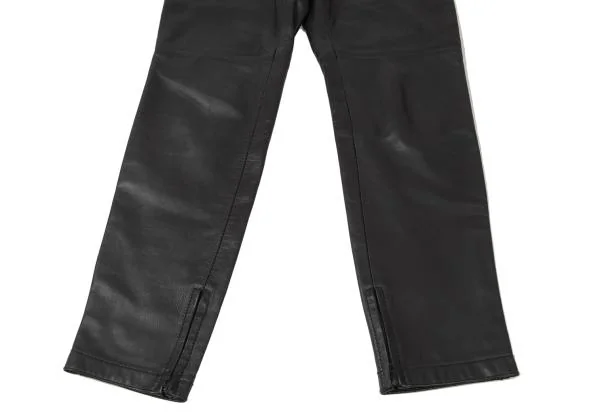 ジャンニヴェルサーチGIANNI VERSACE 裾ジップレザーパンツ 黒M位 (K