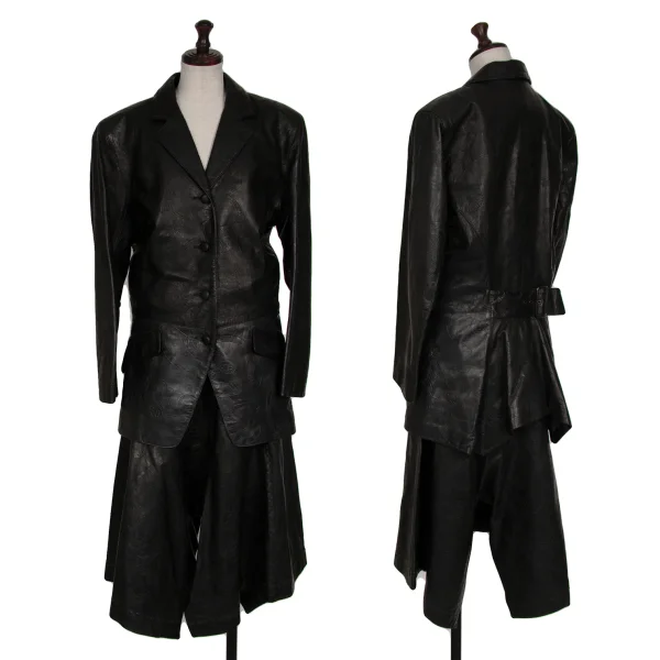 イッセイミヤケISSEY MIYAKE 壁画エンボスシープレザージャケット 黒9