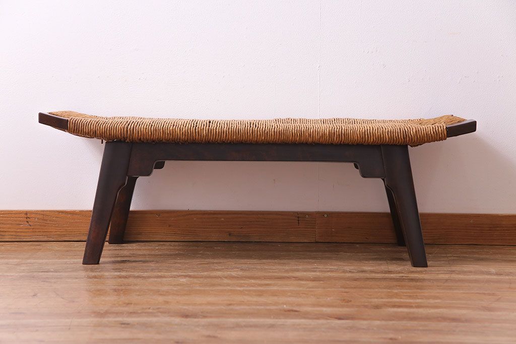 アンティーク ラッシュ スツール 縄編み チェア 民芸家具 椅子 No.5