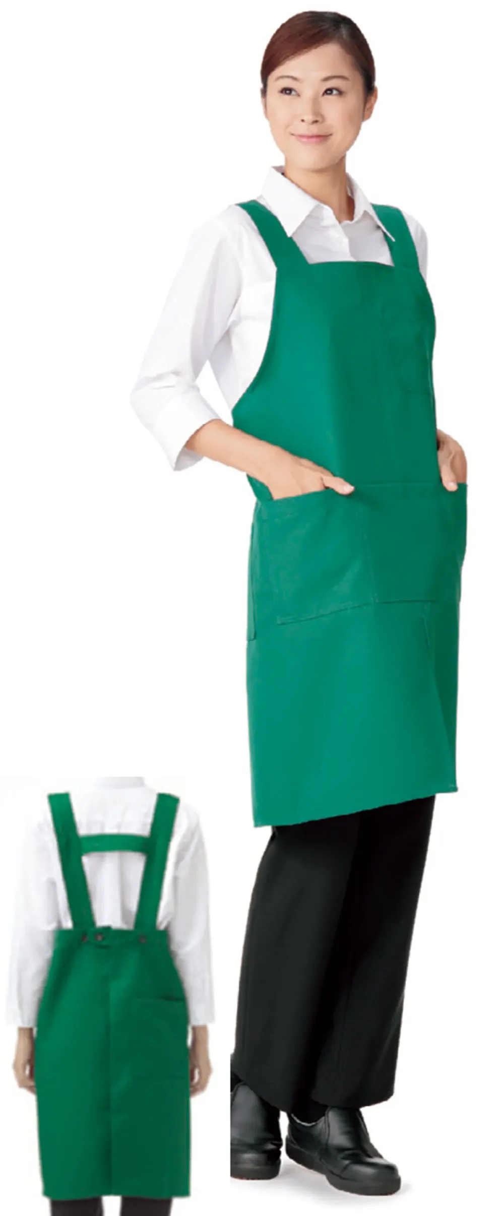 胸当てエプロンH型 KAZEN APK489-22 白衣・診察衣・ナース服・介護服の