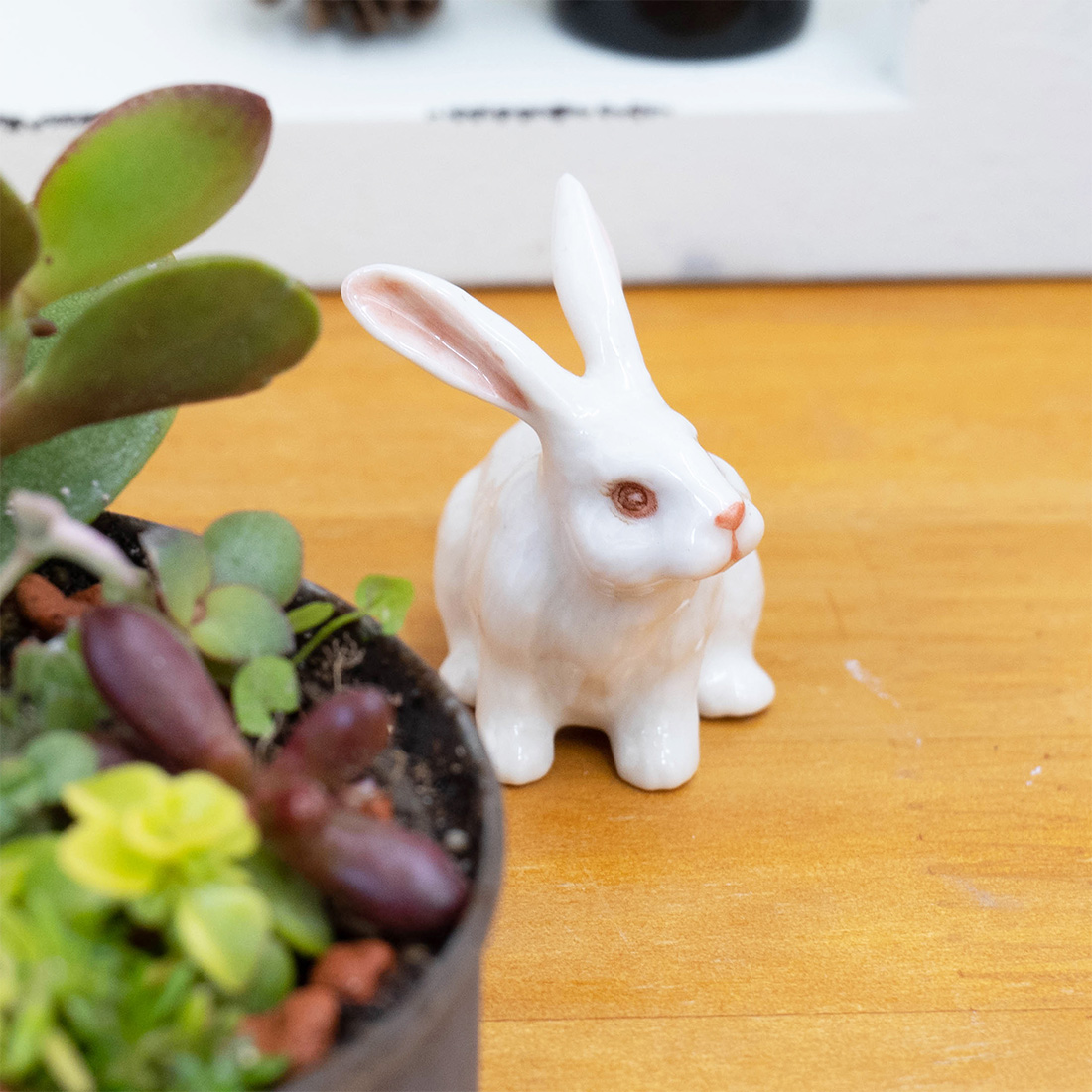 美品】ウサギ 兎 白兎 陶器 置物 インテリア 工芸品 美術品 A1683