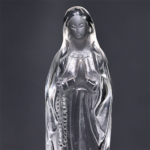 超透明 天然水晶マリア像 マリア様 聖母マリア 彫刻 置物 台付き