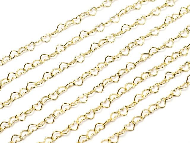 12KGF フラットハートケーブルチェーン 4.2×2.9mm 10センチ｜ゴールド
