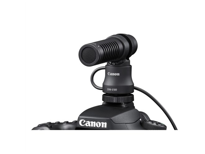 キヤノン、120度の指向性を持つカメラ用ステレオマイク「DM-E100